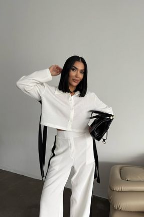 ست بالاتنه و پائین تنه سفید زنانه بافتنی MAGGAZA - کد 902611310
