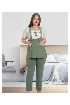 ست لباس راحتی بارداری سبز زنانه پنبه ای Miss Dünya Lissa - کد 904008644