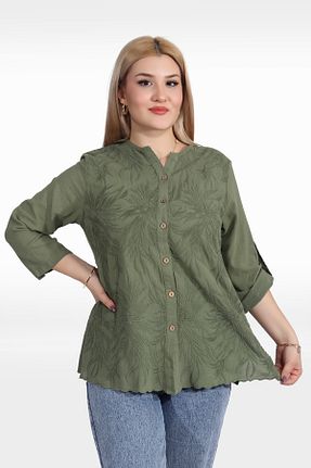 پیراهن خاکی زنانه اورسایز Duss - کد 902660798