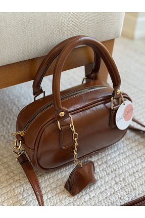 کیف دوشی قهوه ای زنانه چرم مصنوعی BAGLOVİS - کد 939950492