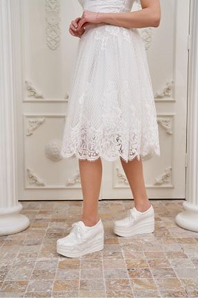 کفش پاشنه بلند پر سفید زنانه پاشنه کوتاه (1 - 4 سانتی متر) FS KOMBİN COLLECTİON - کد 902678974