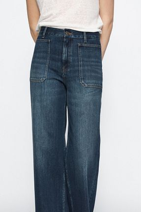 شلوار جین آبی زنانه پاچه گشاد Massimo Dutti - کد 902708329