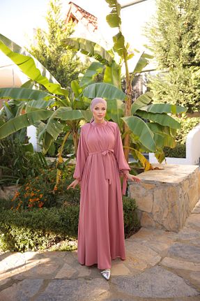 لباس حجاب صورتی زنانه اورسایز Zaure - کد 902714937