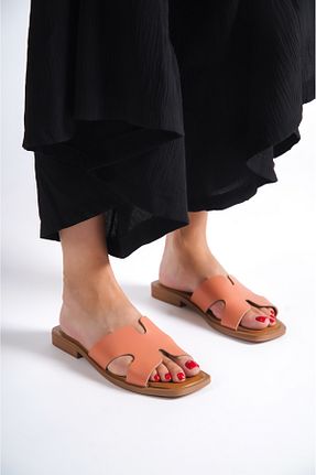 دمپائی صورتی زنانه چرم خالص Mubiano - کد 750156599