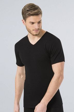 تیشرت مشکی مردانه Straight Türen - کد 3208367