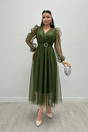 لباس مجلسی و فارغ التحصیلی خاکی زنانه پنبه پلی استر giyimmasalı - کد 827638766