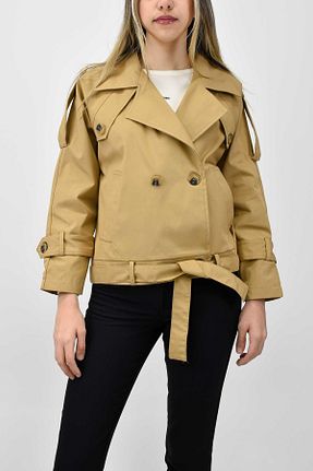 ترنچکت قهوه ای زنانه پنبه ای birizmoda - کد 902727792