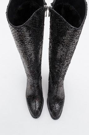 چکمه مشکی زنانه چرم مصنوعی luvishoes - کد 902757225