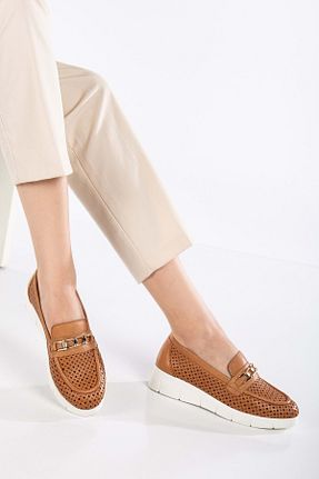 کفش کژوال قهوه ای زنانه چرم خالص ANALİN SHOES - کد 900415399