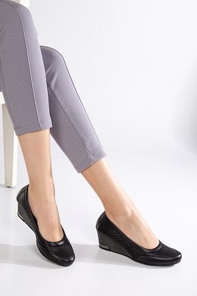کفش پاشنه بلند پر مشکی زنانه پاشنه متوسط (5-9 سانتی متر) ANALİN SHOES - کد 901290357
