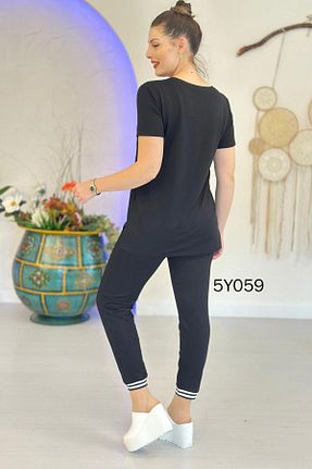 ست بالاتنه و پائین تنه مشکی زنانه بافت İnce Topuk - کد 902775290