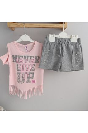 ست بالاتنه و پائین تنه صورتی بچه گانه بافتنی minilkabebe - کد 904060965