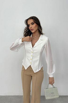 بلوز سفید زنانه ساده RB CLUB - کد 828136178