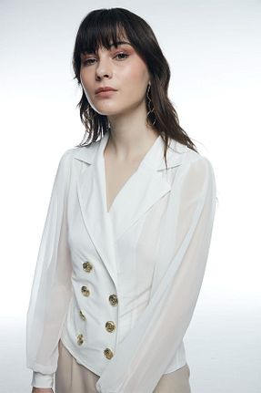 بلوز سفید زنانه ساده RB CLUB - کد 752078588