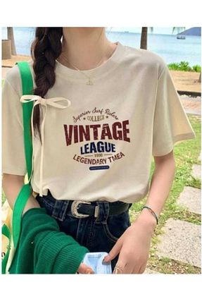 تیشرت بژ زنانه اورسایز KOZİA OUTDOORS - کد 902811510