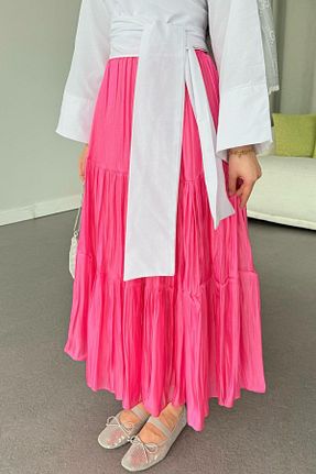 دامن حجاب صورتی رگولار HAZA MODA - کد 902818739