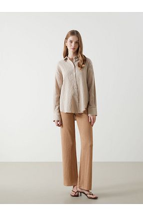 پیراهن بژ زنانه رگولار LC Waikiki - کد 906197690