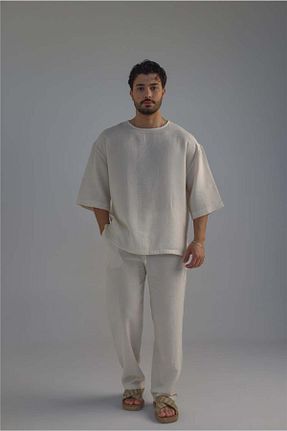 ست بالاتنه و پائین تنه بژ مردانه بافتنی OUTFİT MAN - کد 902837165