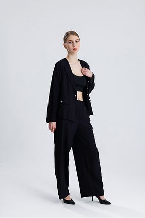 ست بالاتنه و پائین تنه مشکی زنانه بافتنی ikomteks - کد 902838511