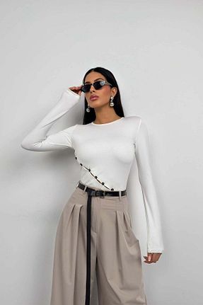 بلوز سفید زنانه هندسی Maxi modena - کد 902862376