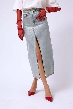 دامن آبی زنانه چاپی Maxi modena - کد 902855407