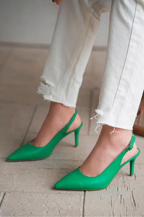 کفش استایلیتو سبز پاشنه نازک TARCENMODA - کد 904093853