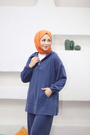 ست بالاتنه و پائین تنه سرمه ای زنانه بافتنی MERVE TESETTÜR - کد 902960626