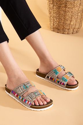 دمپائی متالیک زنانه چرم مصنوعی Polomia Comfort - کد 902961085