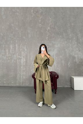 ست بالاتنه و پائین تنه خاکی زنانه بافتنی Gaus - کد 902968054