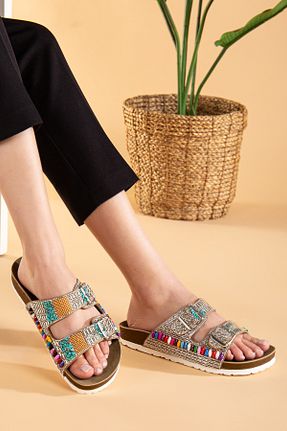 دمپائی متالیک زنانه چرم مصنوعی Polomia Comfort - کد 902961085