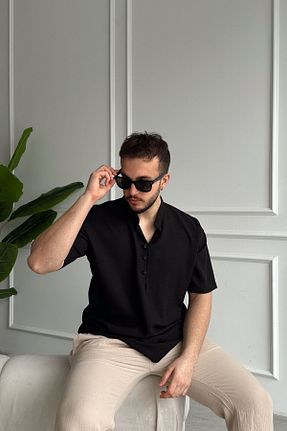 پیراهن مشکی مردانه اورسایز Livio Ferri - کد 902971506