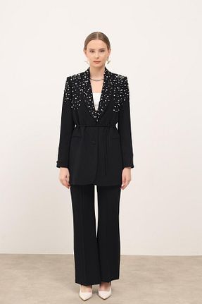ست بالاتنه و پائین تنه مشکی زنانه بافتنی MAXMU - کد 903004981