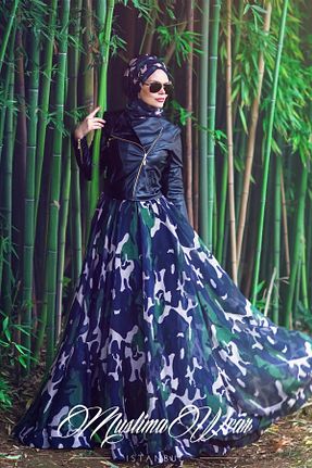 دامن حجاب آبی زنانه کمر کش دار Muslima Wear - کد 903005954