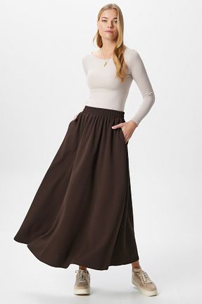 دامن قهوه ای زنانه ساده Ritnice - کد 903014580