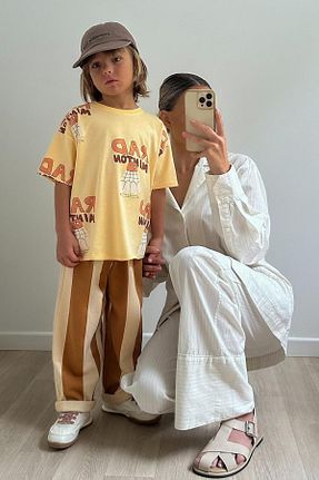 ست بالاتنه و پائین تنه زرد بچه گانه بافتنی Magu - کد 904182657