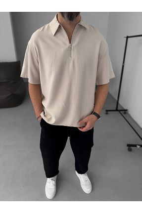 تیشرت بژ مردانه اورسایز BYBASICMAN - کد 903026761