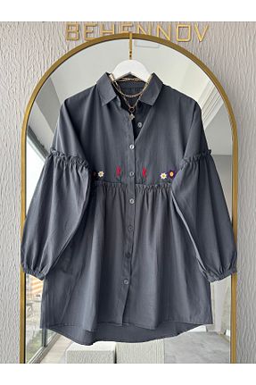 پیراهن حجاب طوسی زنانه اورسایز Butik - کد 903105612