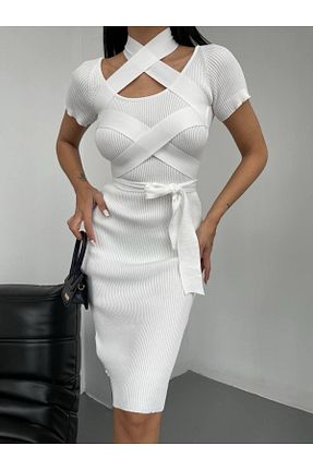 لباس سفید زنانه بافتنی novalook - کد 903106066