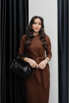 لباس قهوه ای زنانه بافتنی Havoş - کد 903142257