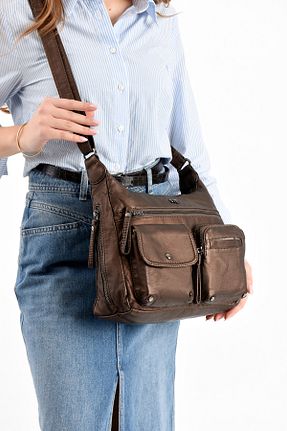 کیف دوشی قهوه ای زنانه چرم مصنوعی çantamgelsin - کد 903174016