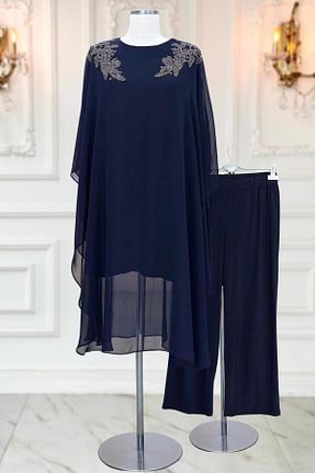 ست بالاتنه و پائین تنه حجاب سرمه ای زنانه رگولار TRENDTESETTÜR - کد 903173661