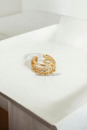 گوشواره غضروفی جواهر طلائی زنانه استیل ضد زنگ Çlk Accessories - کد 903186238