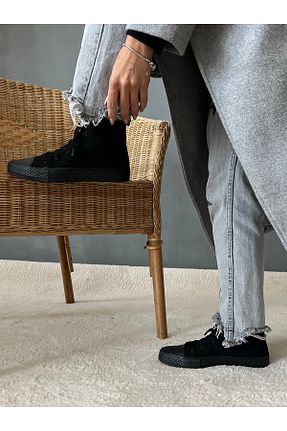 بوت / نیم بوت مشکی زنانه پاشنه تخت MİSU - کد 904355846