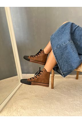 کفش کژوال قهوه ای زنانه نبوک MİSU - کد 903190728