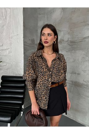 پیراهن قهوه ای زنانه اورسایز Elif Özbey Butik - کد 903204392