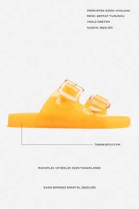 دمپائی نارنجی زنانه پاشنه تخت NİŞANTAŞI SHOES - کد 903212898