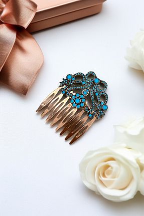 گیره سر فیروزه ای زنانه سنگ کریستال FAYRA ACCESSORIES - کد 903213281