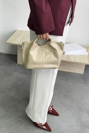 کیف دوشی بژ زنانه چرم مصنوعی leonas - کد 903225286