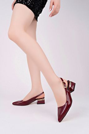 کفش استایلیتو زرشکی پاشنه ضخیم LZ SHOES - کد 904098955