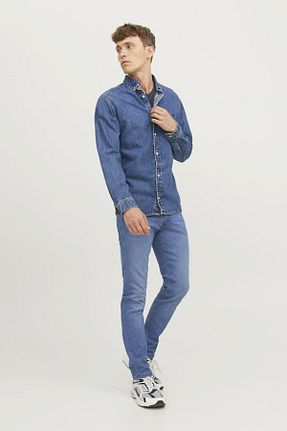 شلوار جین آبی مردانه پاچه لوله تفنگی Jack & Jones - کد 750241958